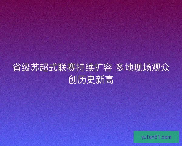 省级苏超式联赛持续扩容 多地现场观众创历史新高 省级苏超式联赛持续扩容 多地现场观众创历史新高